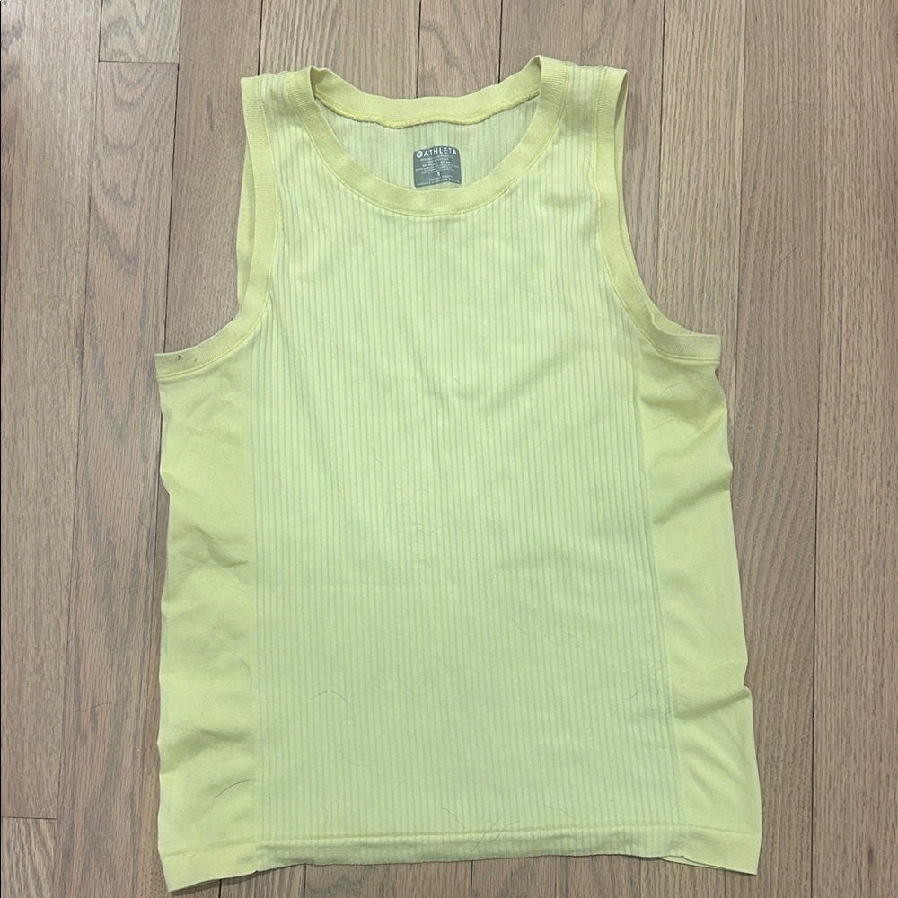 Athleta Light Yellow Ribbed Top